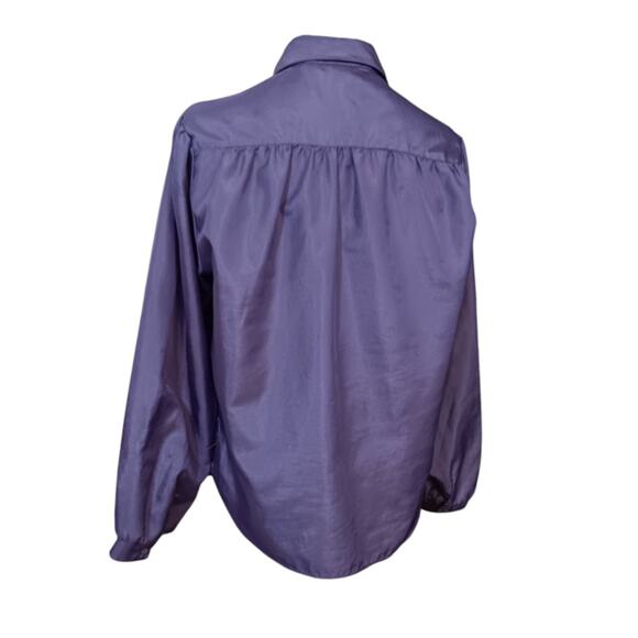 VINTAGE Blouse Top M/L Iridescent Purple Retro Office Career Special Event‎ VTG - Picture 10 of 10